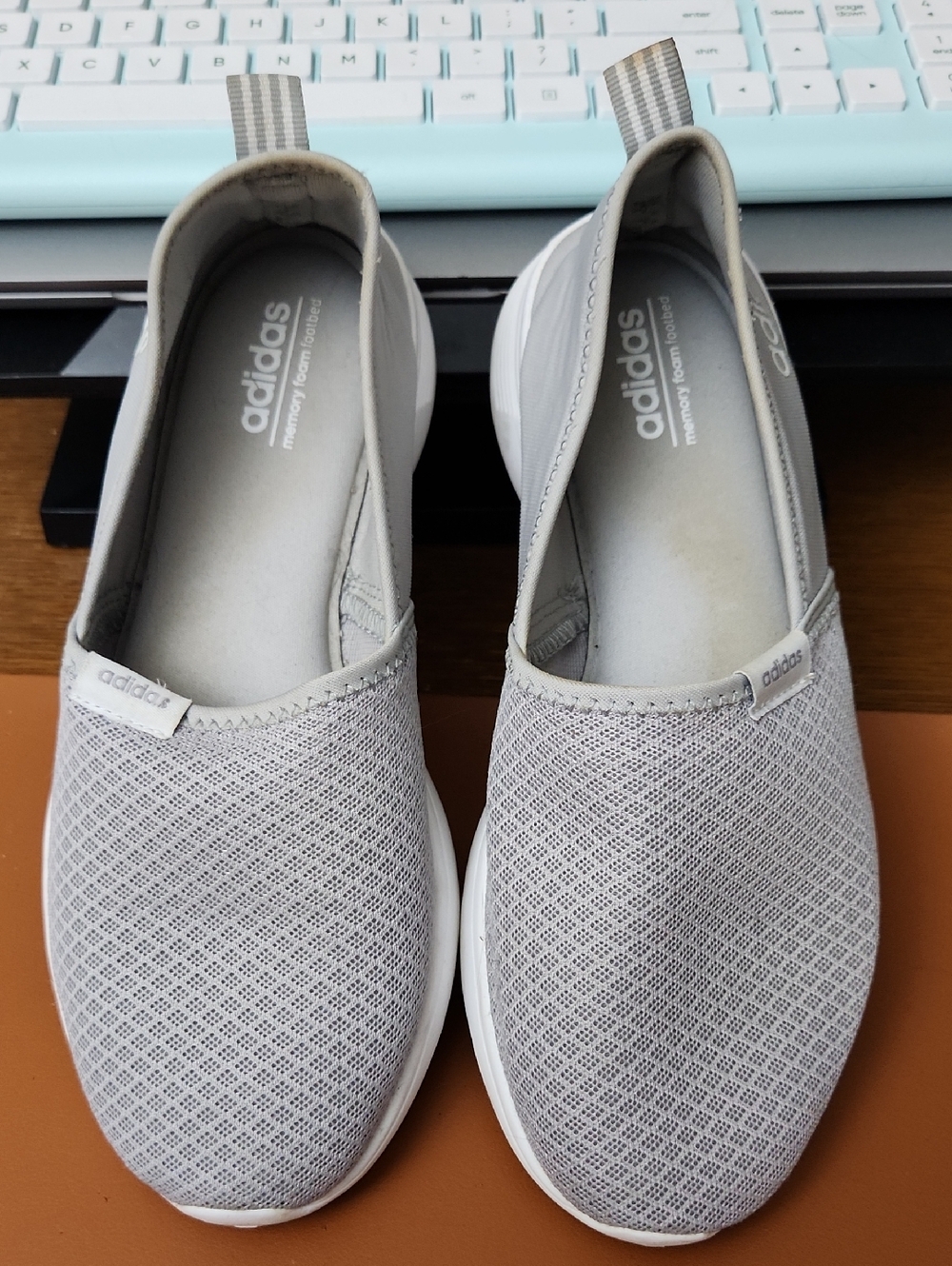 adidas Women's Slip-On Mesh Sneakers in Light Gray